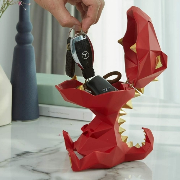 Red Geometric Dinosaur Key Holder - Picture 5 of 7